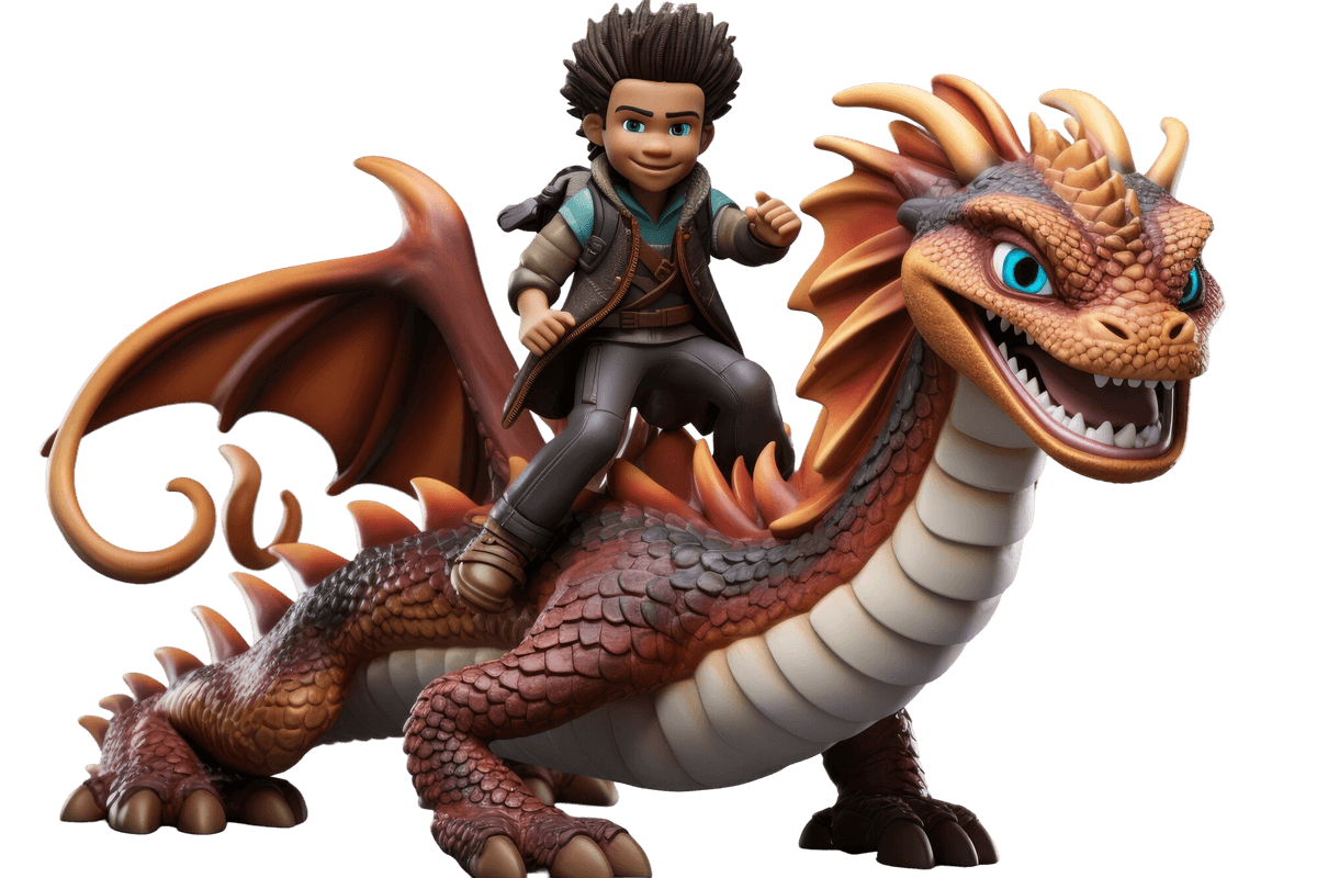 Kid riding a dragon
